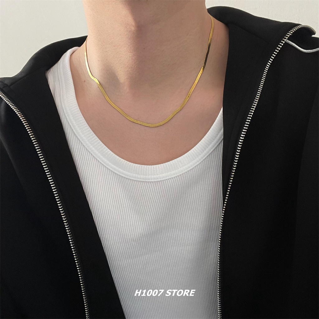 Vòng cổ Xương Rắn Bằng Titan Sang Trọng Phong Cách hip hop Đường Phố Cho Nam Nữ