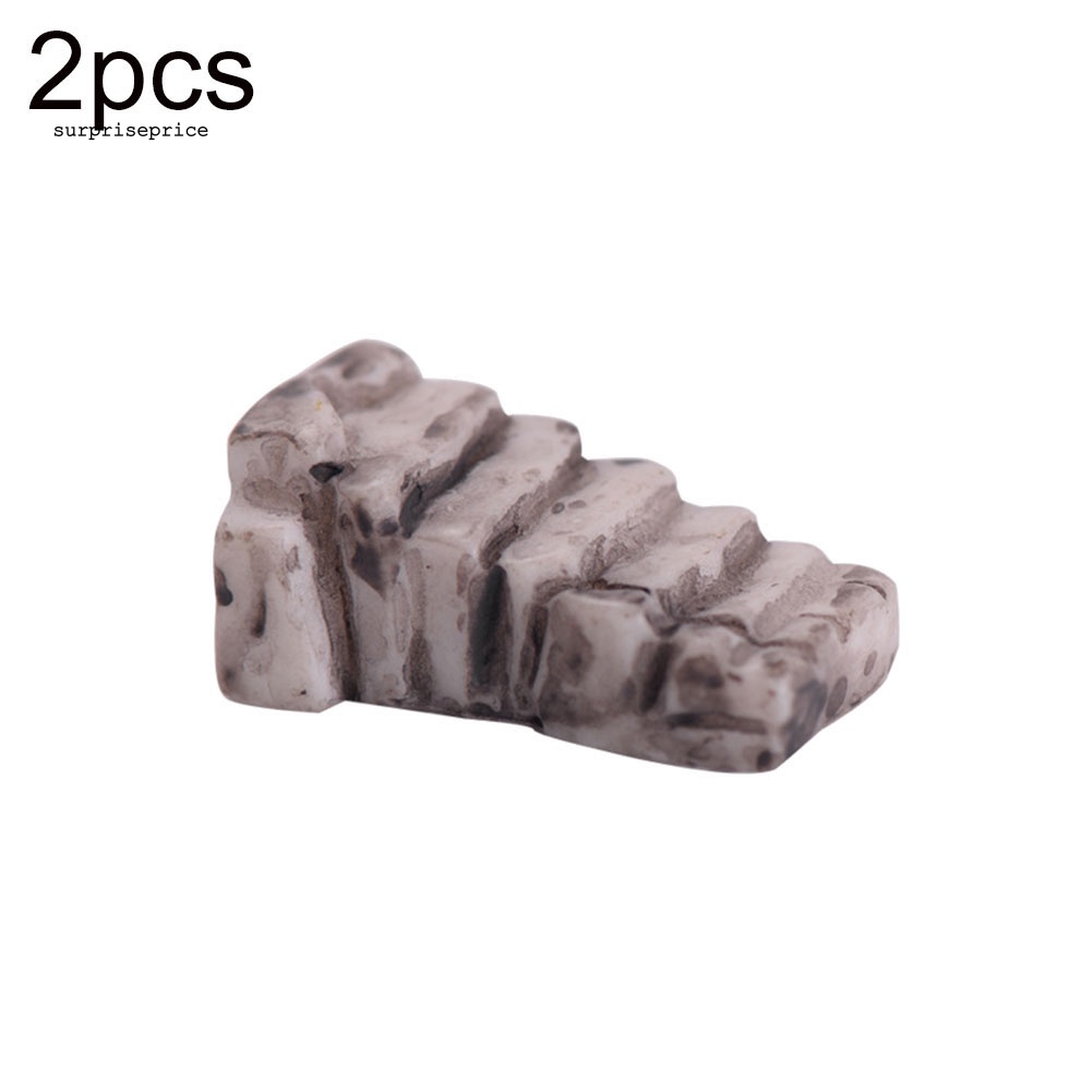 Set 2 Mô Hình Bậc Thang Mini Bằng Nhựa Resin Trang Trí Sân Vườn / Nhà Búp Bê DIY