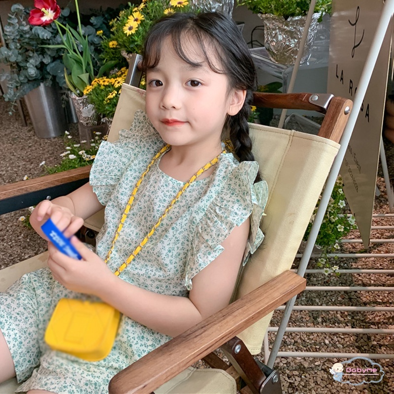 Set Đồ 2 Món Gồm Áo Tay Xòe Cánh Hoa + Quần Ngắn Lưng Thun Phong Cách Hàn Quốc Cho Bé Gái