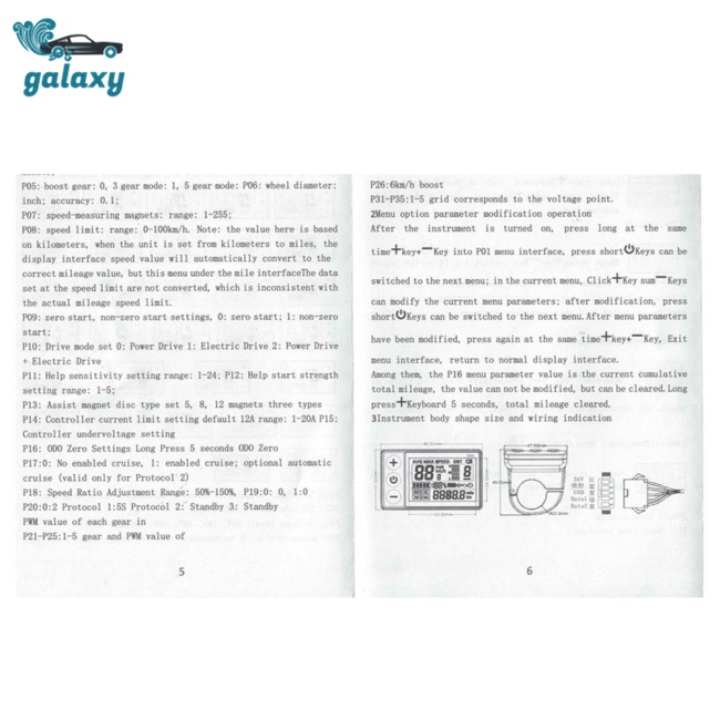 Galaxy Bộ Điều Khiển Tốc Độ Động Cơ Không Chổi Than 24v 36v 350w Màn Hình Lcd Cho Xe Đạp Điện