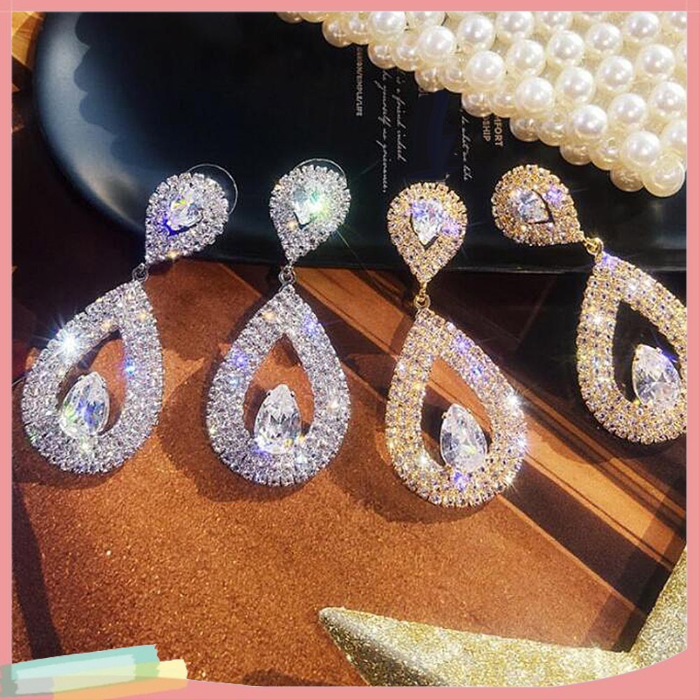 Đôi Khuyên Tai HìNh GiọT NướC ĐíNh Kim Cương Giả NhiềU MàU ThờI Trang Cho Nữ