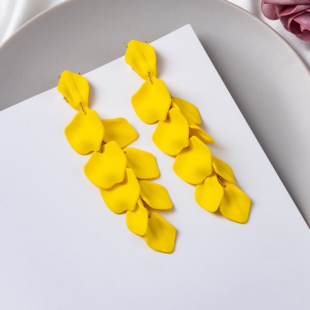 1 Đôi Bông Tai Dáng Dài Hình Hoa Hồng Đính Đá Xinh Xắn