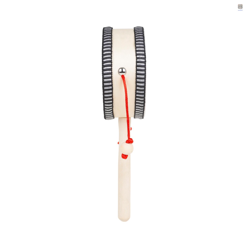 Trống Lắc Cầm Tay 4 inch Bằng Gỗ Cho Trẻ Em