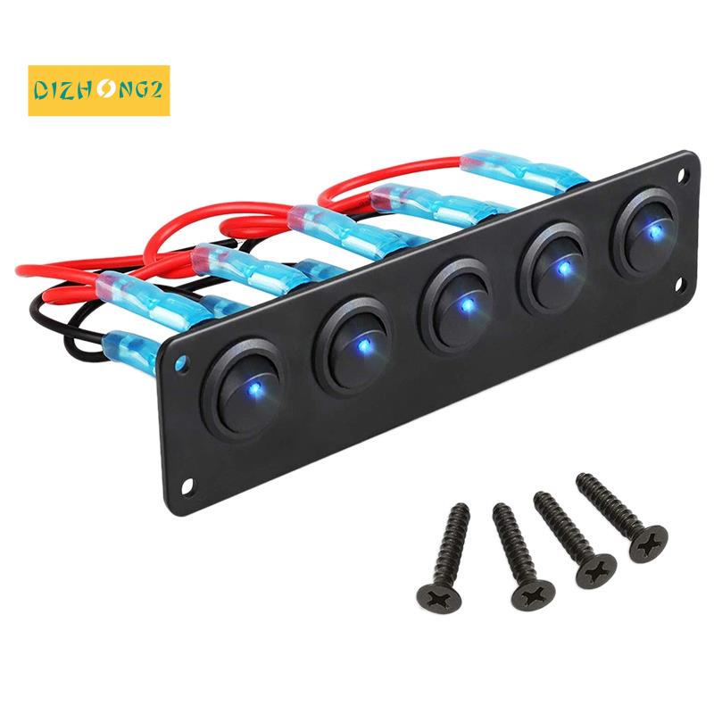 Bảng Công Tắc Bật / Tắt 5 Nút Cho Tàu Thuyền / Xe Hơi 12V 24V