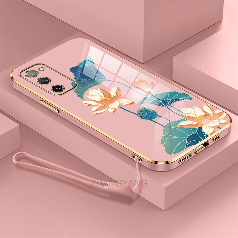 Ốp Điện Thoại TPU Dẻo Mạ Màu Họa Tiết Hoa Sen Sang Trọng Cho Samsung S20 FE S20 ULTRA S20 PLUS S20