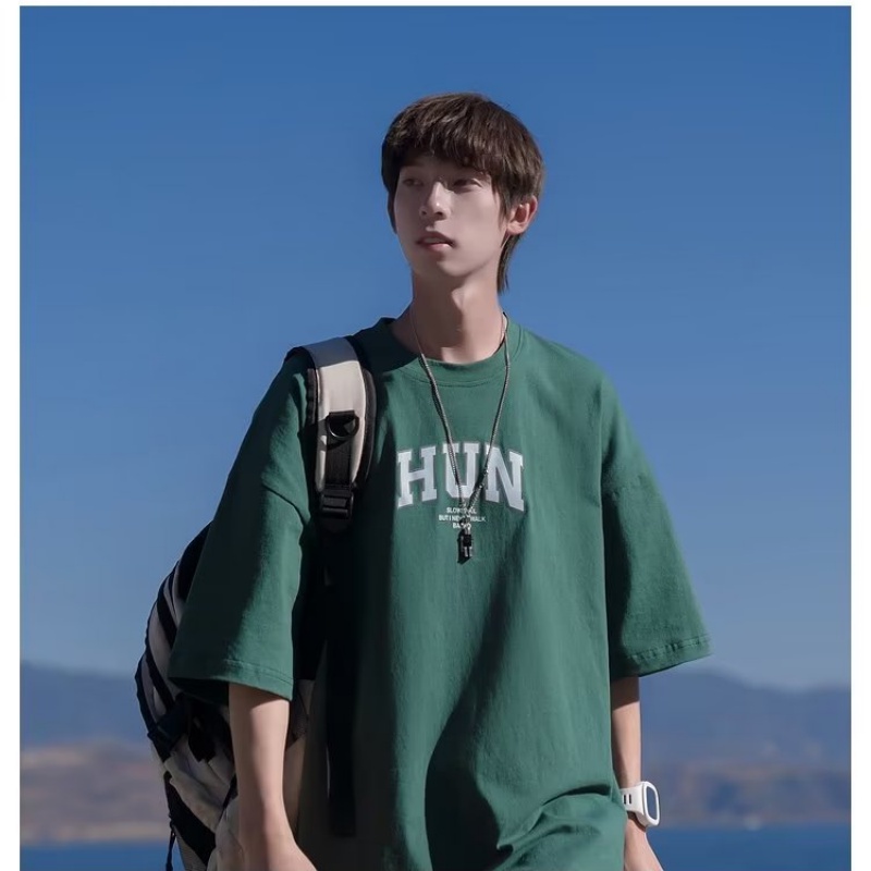 Áo Thun Tay Ngắn Cổ Tròn In Chữ Phong Cách hip hop Nhật Bản Cho Nam size M-5XL