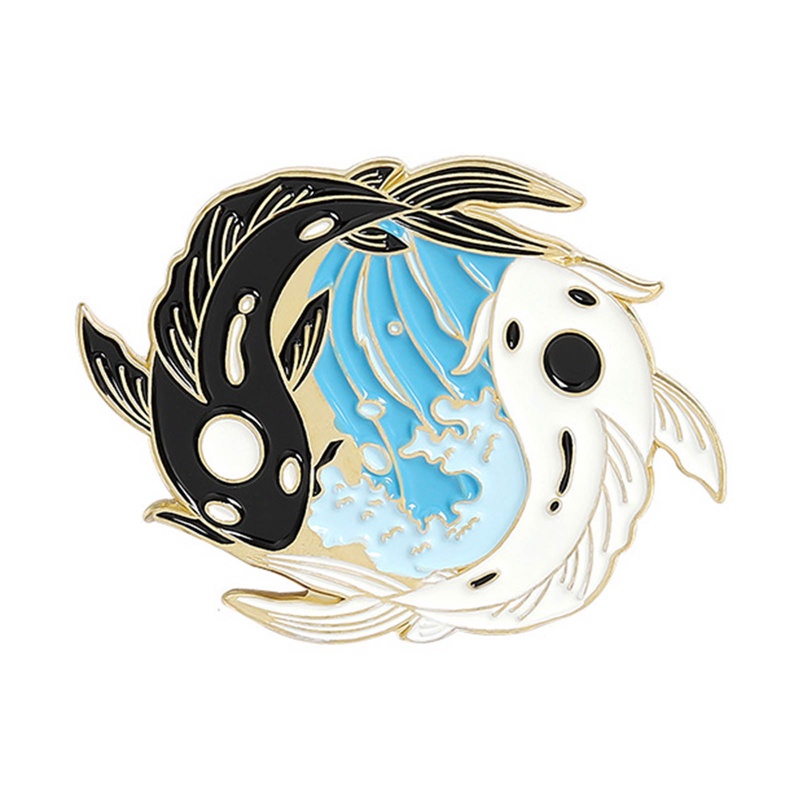 Ygt Ghim Cài Áo Hình Tai Chi Gossip Phối Màu Trắng Đen Hình Động Vật Dễ Thương