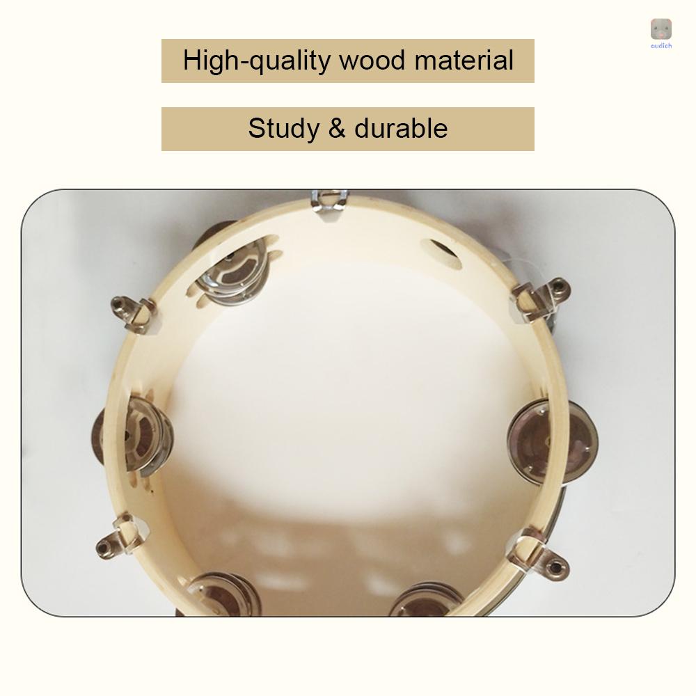 Trống Lục Lạc Cầm Tay Tambourine 8 Inch Hai Hàng Lục Lạc Cho Trẻ Em Và Người Lớn