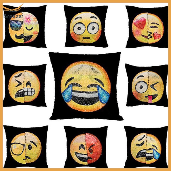 Vỏ Gối Sofa Trang Trí Họa Tiết Biểu Tượng Cảm Xúc Hoạt Hình Dễ Thương
