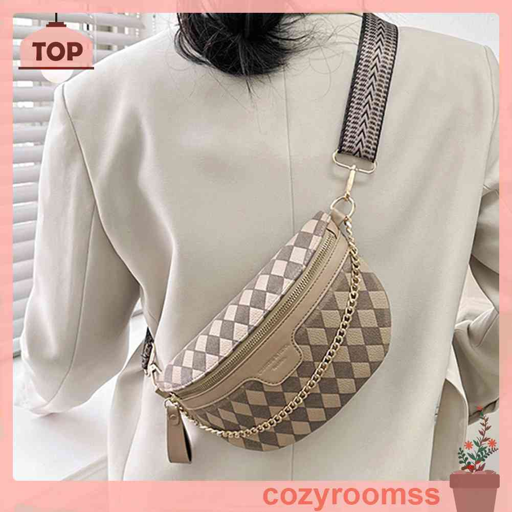 Túi Đeo Chéo Ngực Nhỏ Gọn Họa Tiết Lưới Hình Thoi Cho Nữ