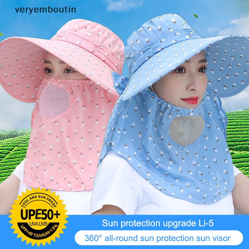 Mũ Chống Nắng Mùa Hè Thoáng Khí Che Phủ Toàn Diện Có Vành Rộng Chống Tia Cực Tím Dễ Phối Đồ Cho Nữ