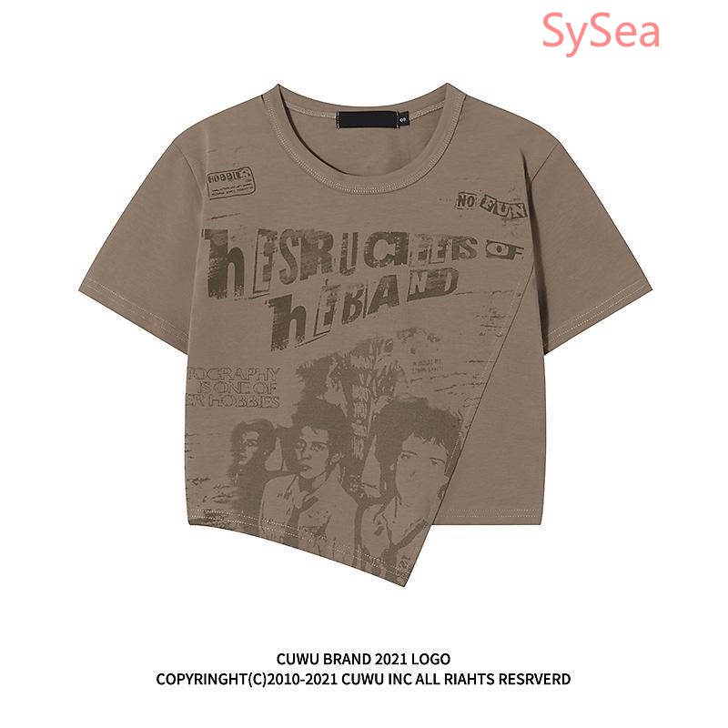 Áo Kiểu Cổ Tròn Thiết Kế Bất Đối Xứng Thời Trang Mùa Hè Cho Nữ