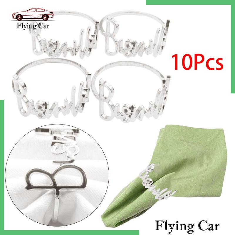 [Lzdjfmy2] Set 10 Khóa Khăn Ăn Hình Tròn Trang Trí Tiệc Ngày Lễ