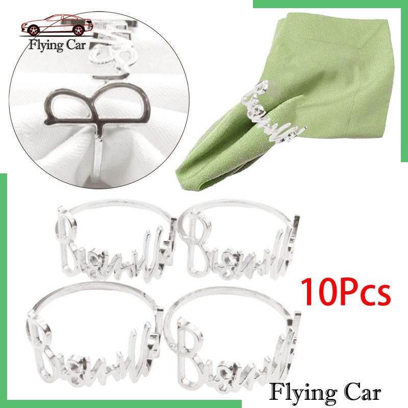 [Lzdjfmy2] Set 10 Khóa Khăn Ăn Hình Tròn Trang Trí Tiệc Ngày Lễ