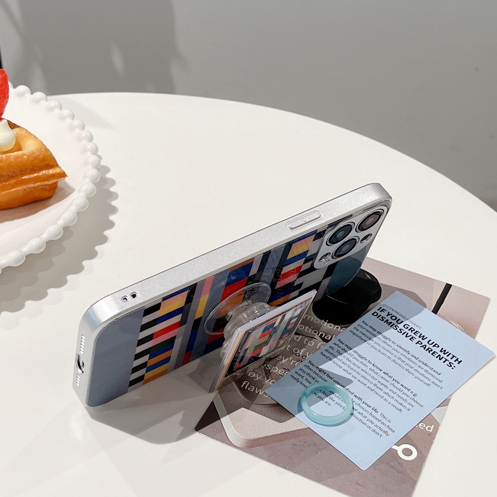 Ốp Điện Thoại TPU Silicone Mềm Mạ Điện Hình TV Sáng Tạo Có Giá Đỡ Bảo Vệ Toàn Diện Cho iPhone 14 13 12 11 PRO MAX