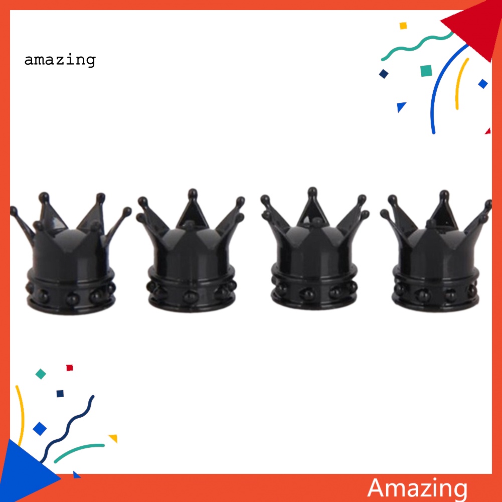 Bộ 4 Nắp Van Khí Chống Bụi Hình Vương Miện Thông Dụng Cho Bánh Xe Hơi Xe Tải