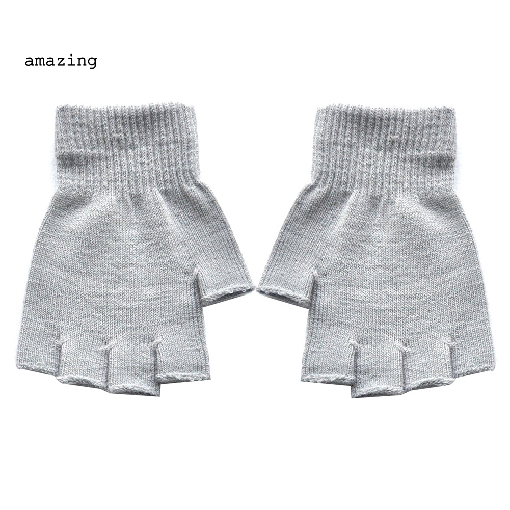 1 Cặp Găng Tay Len Hở Ngón Mềm Mại Co Giãn Thoáng Khí Giữ Ấm Mùa Đông Dành Cho Nam Nữ