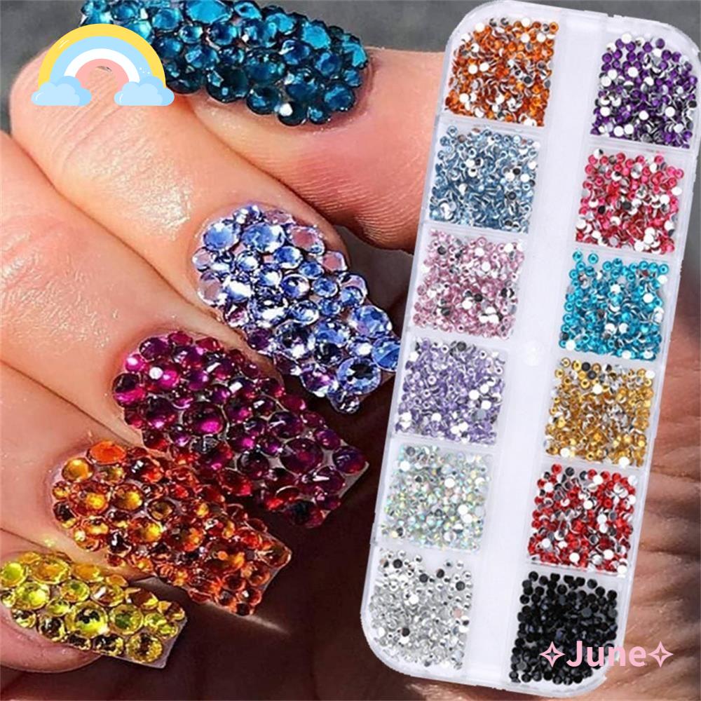 (Hàng Mới Về) Hộp Hạt Kim Tuyến 2mm 3mm 12 Ngăn Chuyên Dụng Trang Trí Móng Tay Nghệ Thuật