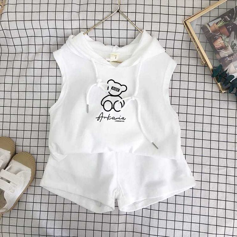 Bộ Đồ Thể Thao Áo Hoodie Tay Ngắn Phối Quần Short Thời Trang Mùa Hè 2023 Cho Bé