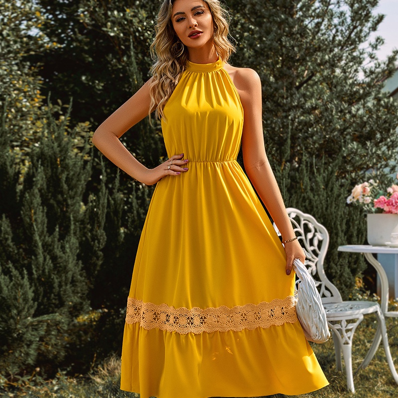 Đầm Ren Không Tay Màu Trơn Thời Trang Dành Cho Nữ