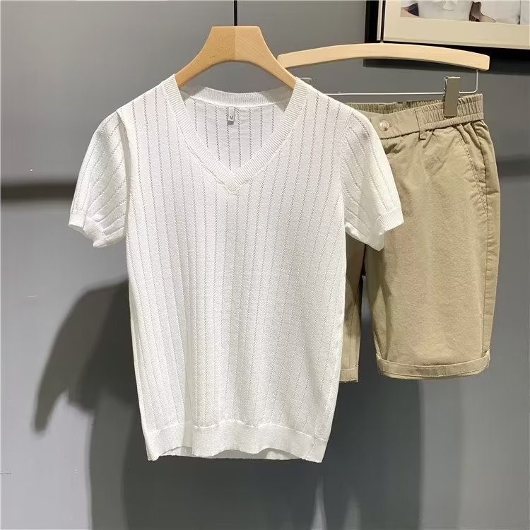 Áo Thun Tay Ngắn Cổ Chữ V Thời Trang Dành Cho Nam