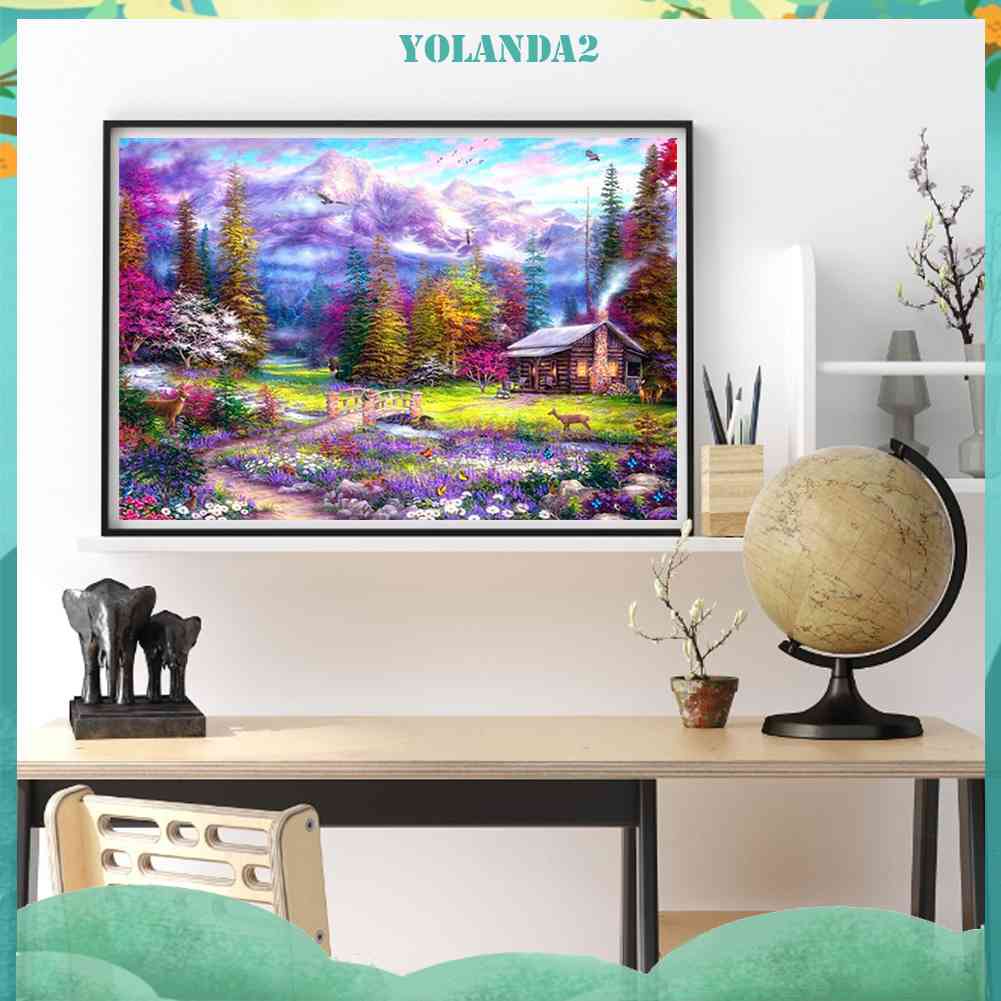 Bộ Tranh Đính Đá 5D Tự Làm Toàn Diện Họa Tiết Khu Vườn Tím Trang Trí Nhà Cửa