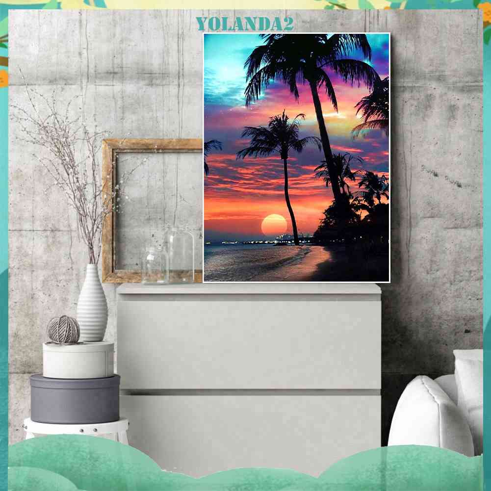 Bộ Tranh Đính Đá 5D Toàn Diện Họa Tiết Bãi Biển Độc Đáo DIY Dùng Trang Trí Nhà Cửa