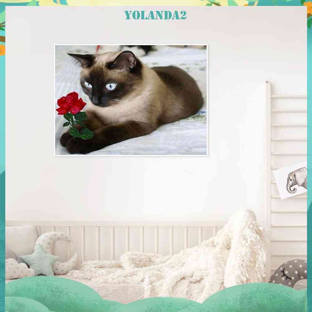 Bộ Tranh Đính Đá 5D Toàn Diện Họa Tiết Chú Mèo Dễ Thương Độc Đáo DIY Dùng Trang Trí