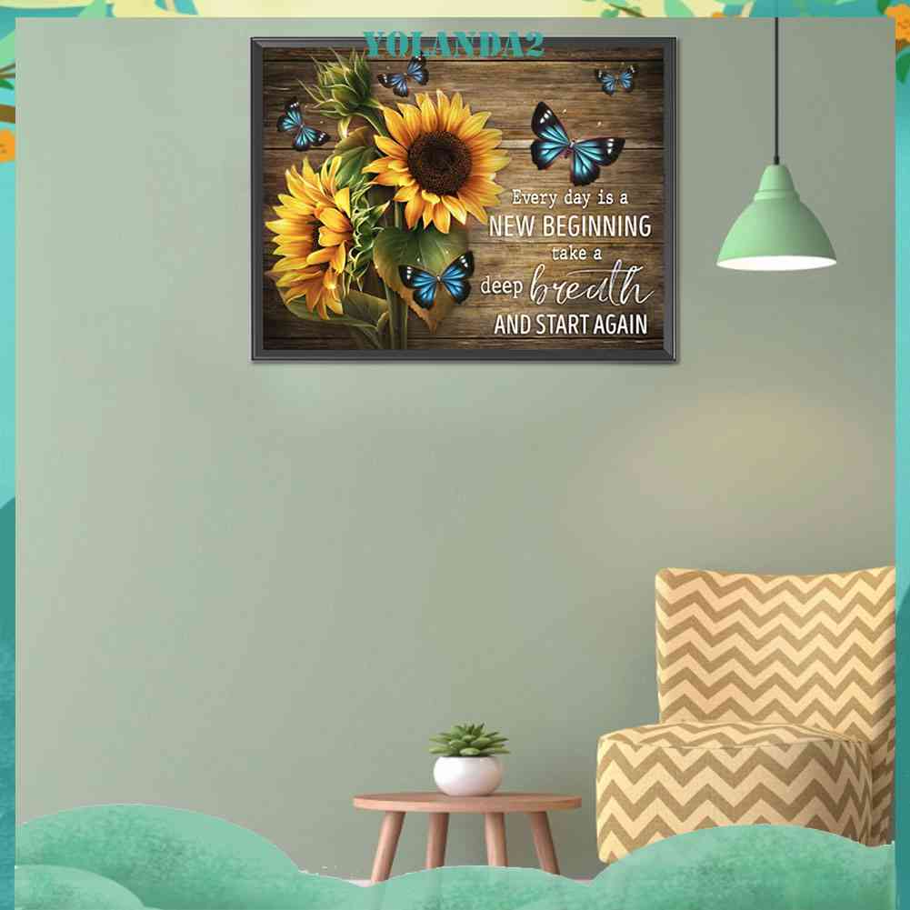 Bộ Tranh Đính Đá 5D Tự Làm Toàn Diện Hình Hoa Cúc Và Chữ Cái