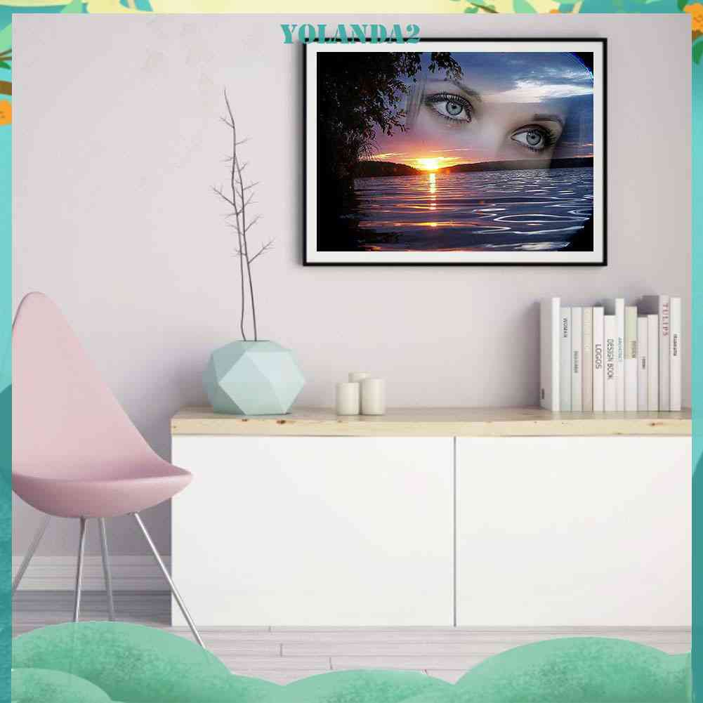 Bộ Tranh Đính Đá Tự Làm Toàn Diện Hình Đôi Mắt Trên Hồ