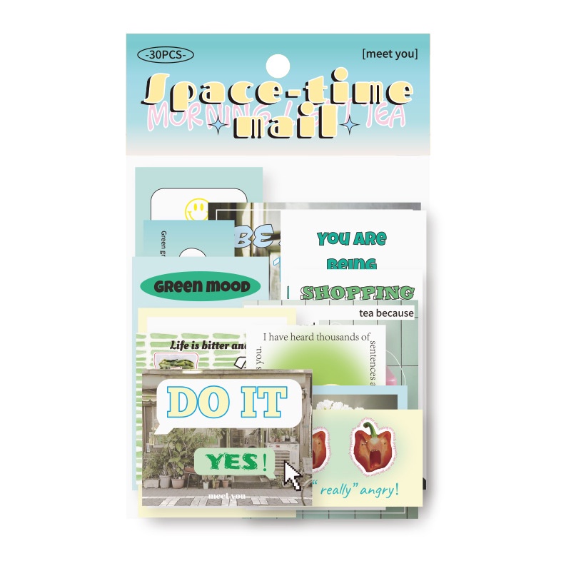 Túi 30 Tờ Nhãn Dán Trang Trí Sổ Tay DIY Họa Tiết Không Gian Phong Cách Hàn Quốc