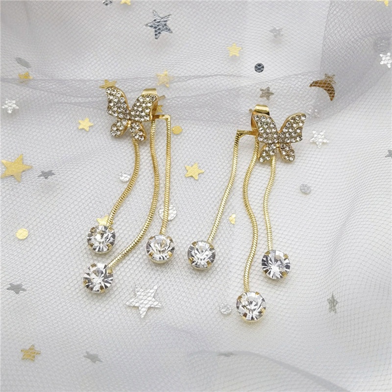 Đôi Bông Tai Dáng Dài Họa Tiết Bươm Bướm Thời Trang Sành Điệu Cho Nữ