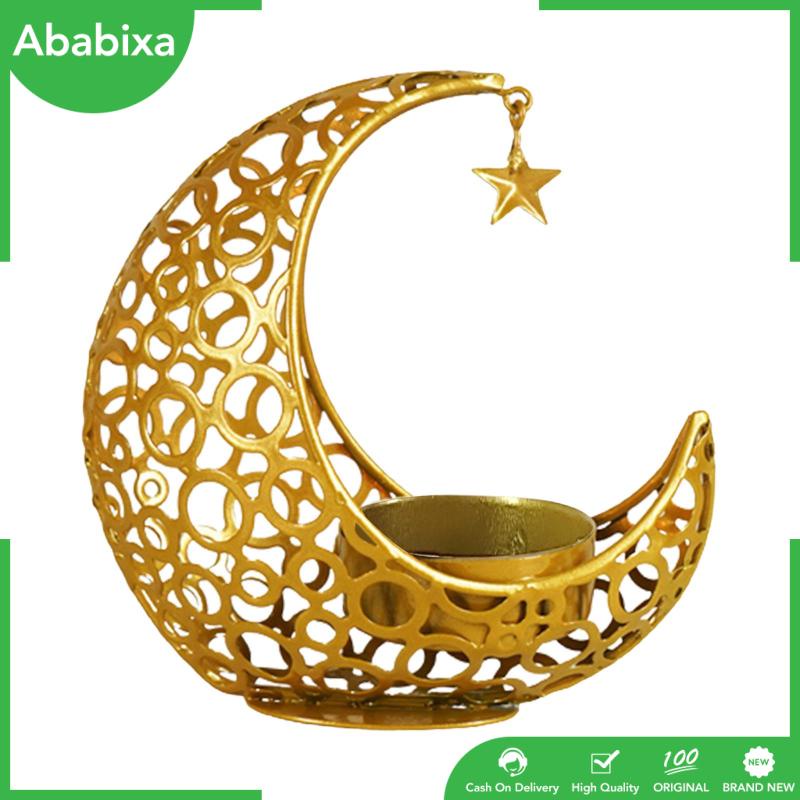 [Ababixa] Giá Đỡ Đèn Cầy Bằng Kim Loại Hình Ngôi Sao Mặt Trăng Eid Mubarak Trang Trí Cho Khách Sạn Ramadan