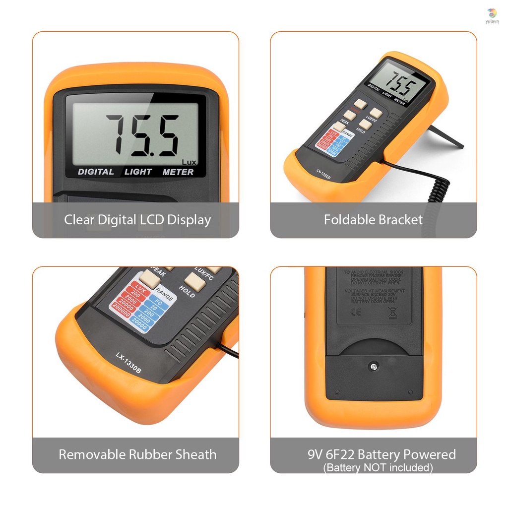 Đồng Hồ Đo Độ Sáng Kỹ Thuật Số 200 Đến 200,000 Lux LCD Cầm Tay Tiện Dụng Cho Phòng Thí Nghiệm / Trồng Cây