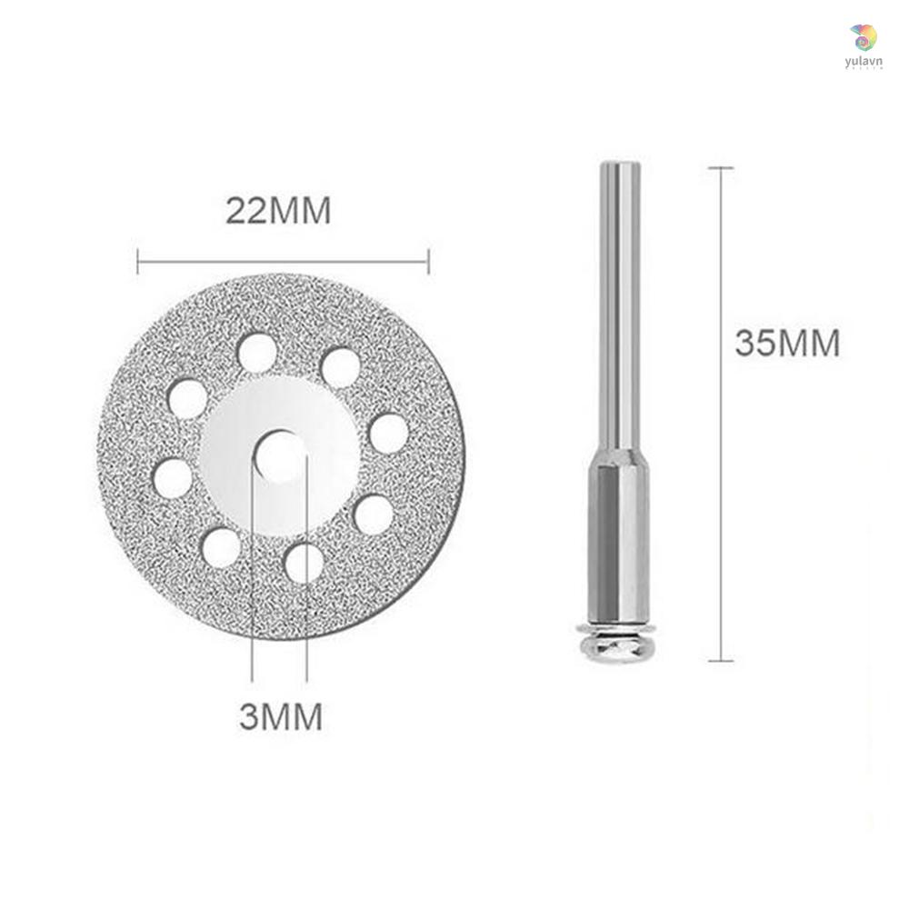 Set 24 Bánh Xe Cắt Kim Cương Đường Kính 22mm Kèm 4 Trục Quay 3mm Thay Thế Cho Dụng Cụ Dremel