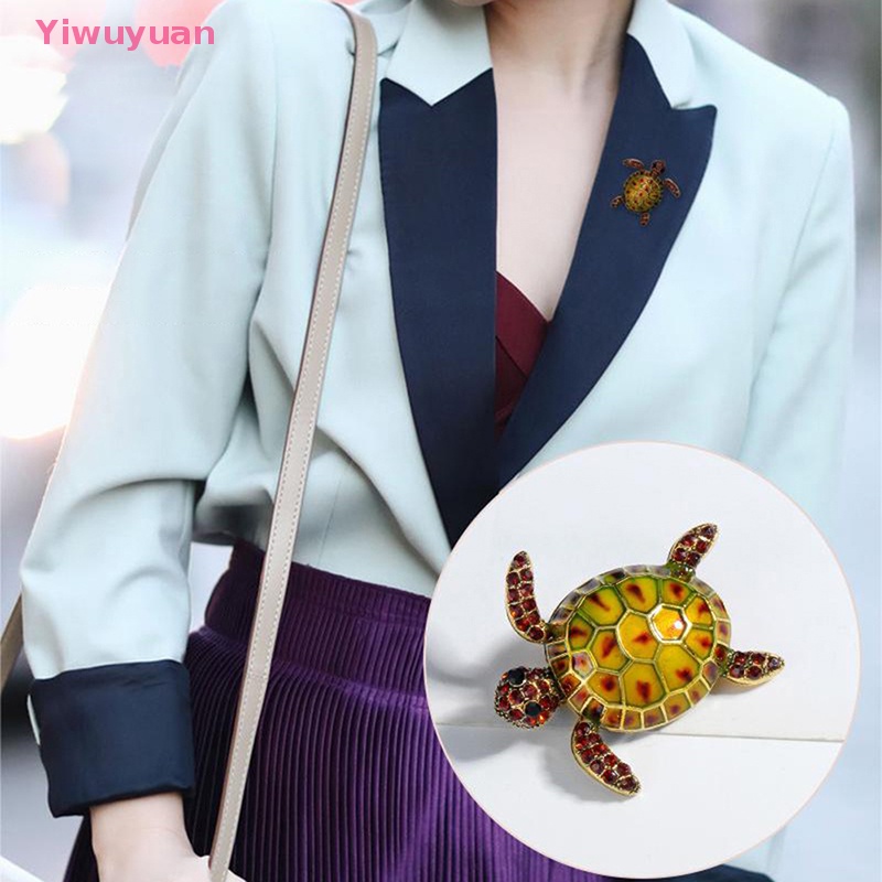 < Yiwuyuan > Trâm Cài Áo Hình Rùa Đính Kim Cương Sáng Tạo Thời Trang Cao Cấp Làm Quà Tặng Cho Nữ Giới