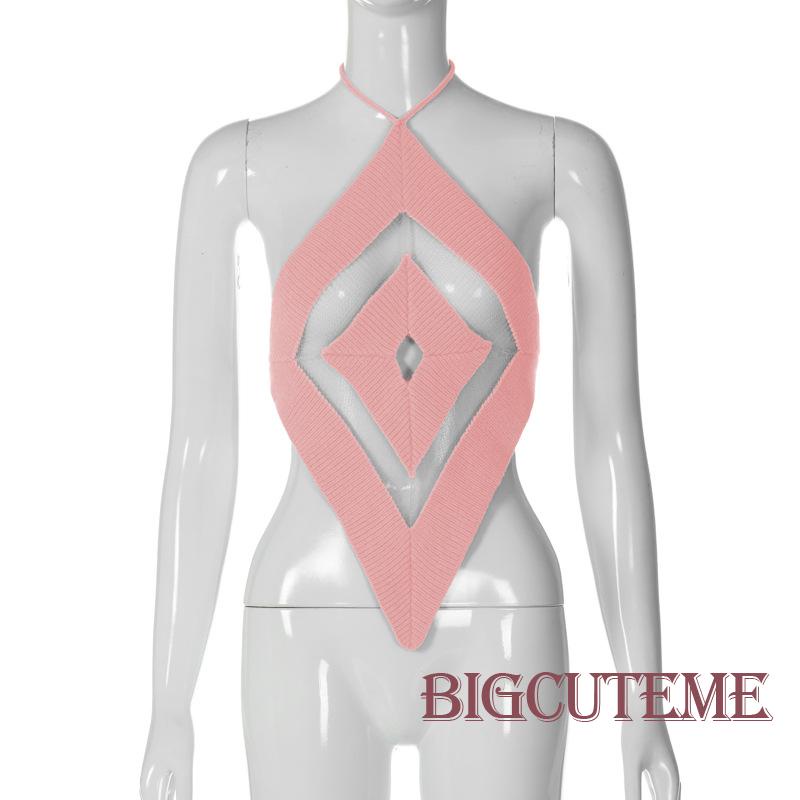 [] - Áo Dệt Kim Không Tay Hở Lưng Phối Dây Cột Thời Trang Mùa Hè Cho Nữ