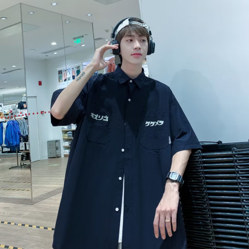 áo s ơ mi nam fashion cotton simple unisex mùa hè thời trang đơ n giản tiện nghi mát mẻ thông khí thư trang chủ vải cảm giác thiết kế trang chủ màu đ ặc hàng tr ă m cặp đ ôi
