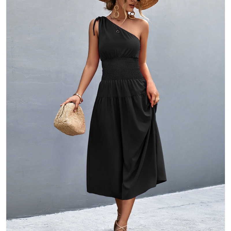 Xiangbao Đầm Không Tay Thắt Nút Sau Vai Phong Cách Boho-Maxi Mùa Hè Giản Dị Dành Cho Nữ