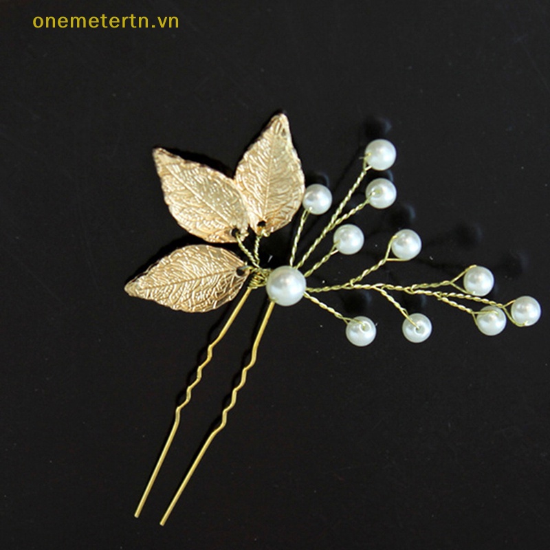 1 Kẹp Tóc Hình Chiếc Lá Đính Ngọc Trai Nhân Tạo Thời Trang Dành Cho Nữ