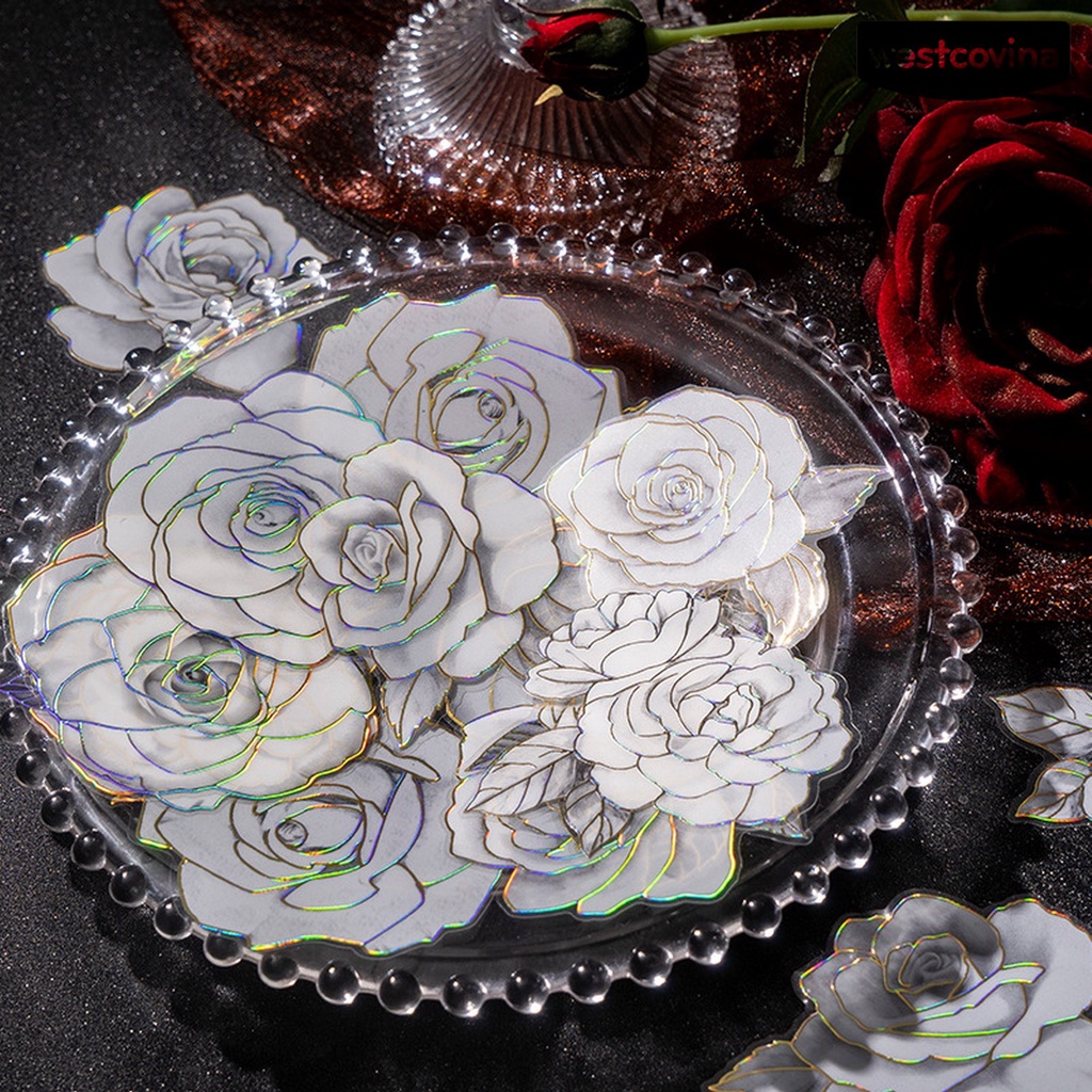 [COD]♪Bộ 20 Miếng Dán Hình Hoa Hồng Bằng Nhựa PET