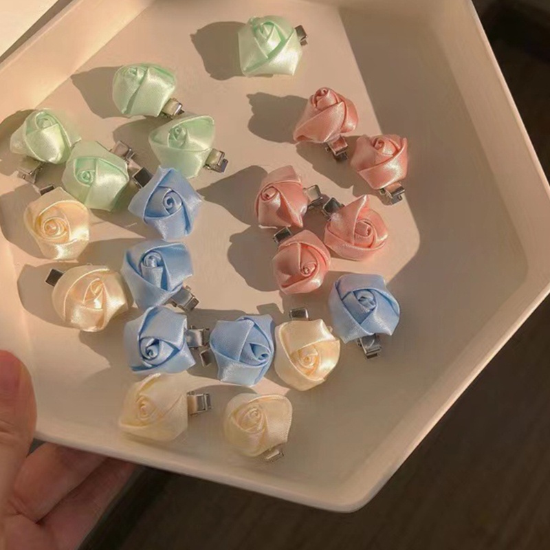 Set 5 Kẹp Tóc Hoa Hồng Vải Satin Cho Nữ