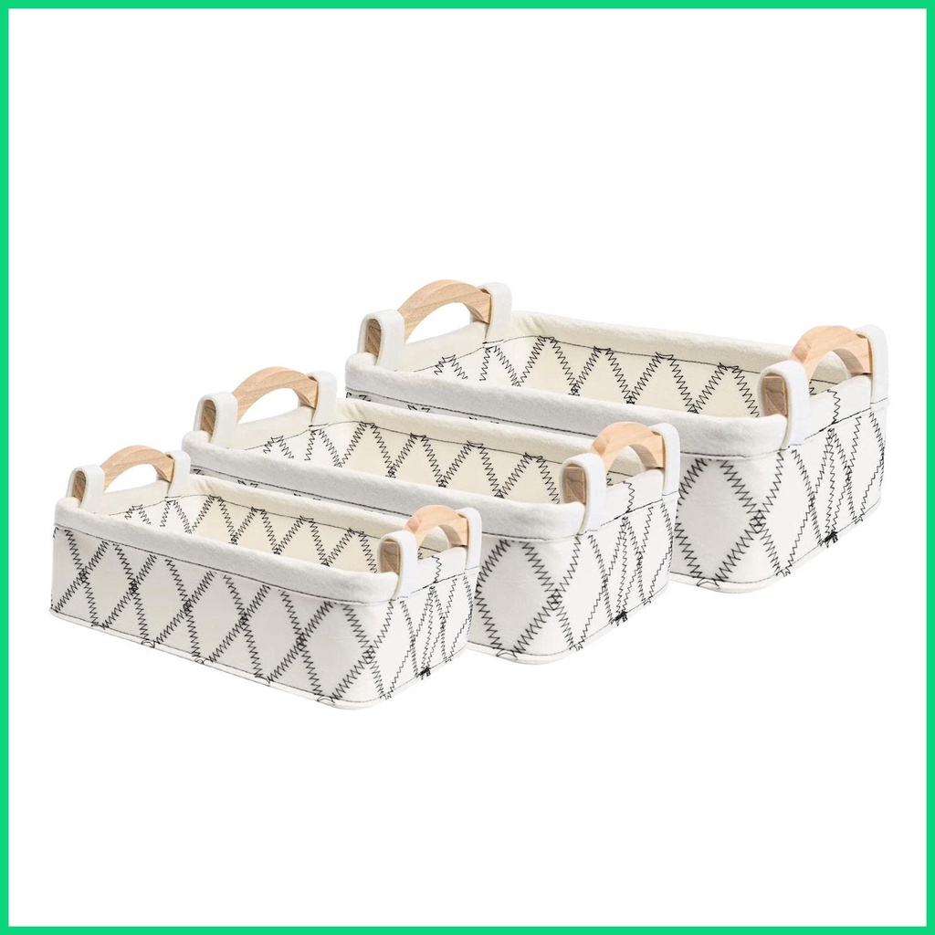 Set 3 Giỏ Nỉ Đựng Đồ Cỡ Lớn Có Tay Cầm Thoải Mái Dễ Sử Dụng