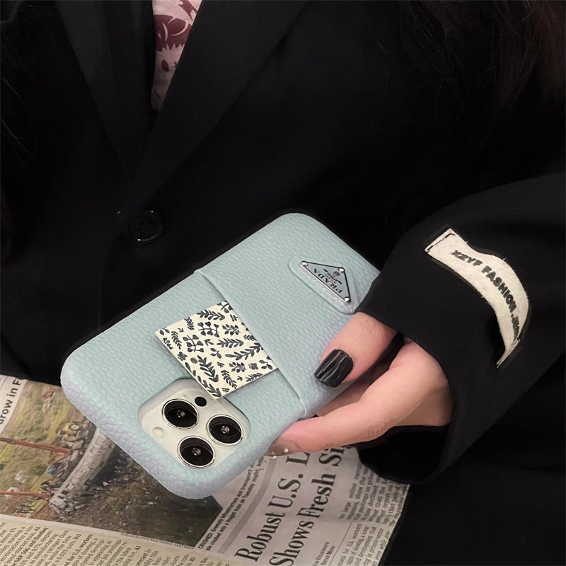 Ốp Điện Thoại Da In Logo Prada Thời Trang Cho iPhone 14 Pro Max 14 Plus 13 12 Pro 13pro 14pro 14promax 13promax 12promax