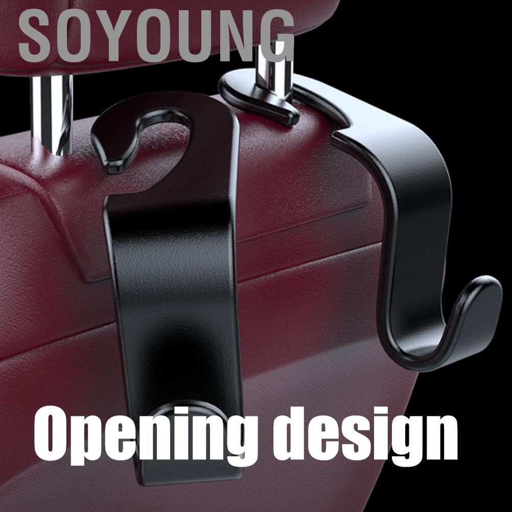 Soyoung 4Pcs Car Seat Headrest Hooks Back Hanger Storage Organizer for Handbag Purse Coat Clothes Grocery Bags