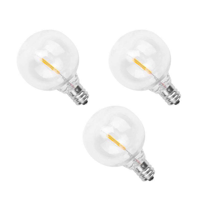 Set 3 Bóng Đèn LED E12 G40 Ánh Sáng Trắng Ấm Chống Vỡ Dùng Năng Lượng Mặt Trời Tiện Dụng