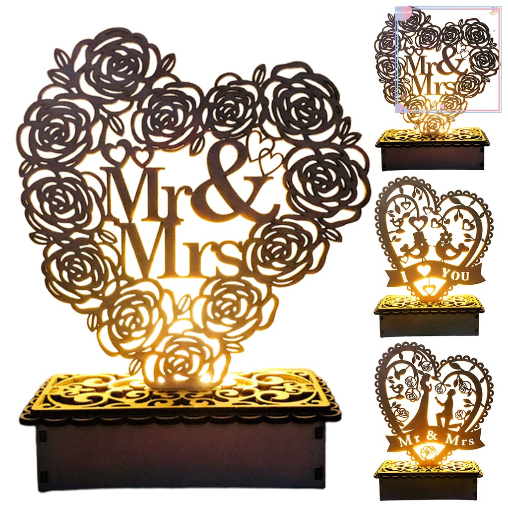 Đèn Ngủ LED Cạnh Mềm Thiết Kế Khoét Rỗng 3 Phong Cách Mộc Mạc Trang Trí Nhà Cửa / Tiệc Cưới