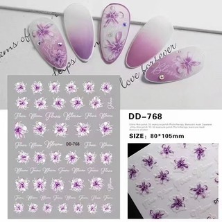 Sticker 3d hoa mẫu dán móng tay nail Có sẵn