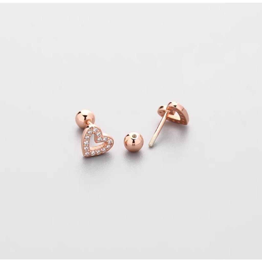 Pure Silver Heart Cubic Rose Gold Pearcing