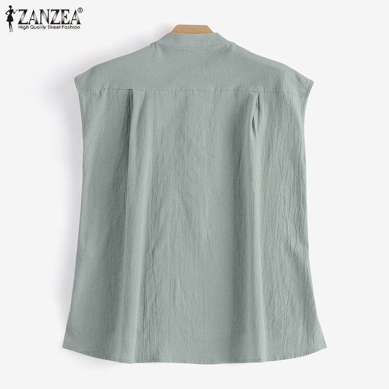 Zanzea Áo Nữ Tay Ngắn Cổ Đứng Thời Trang Cá Tính